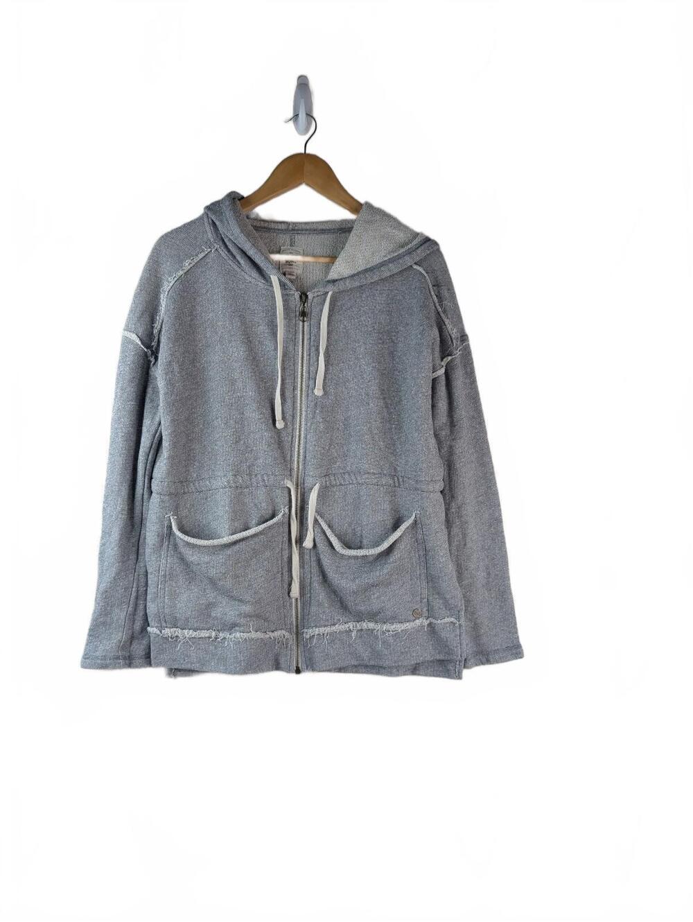Billabong Cotton Blend Knit Full-Zip Boho Hoodie Jacket Gray Heather Size M